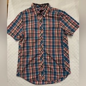 PRANA Men's Plaid Short Sleeve Shirt Size M Slim Fit